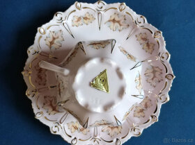 Růžový porcelán - cukřenka, nástolec, 2 šálky s podšálky - 2