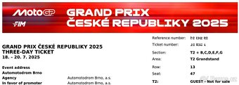 Nabízím dva lístky na Moto GP - 2