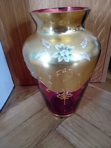 Váza červenozlatá novoborské sklo - 2