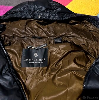MAISON SCOTCH KRÁSNÁ DÁMSKÁ ZIMNÍ LUXUSNÍ PÉŘOVÁ BUNDA M 40 - 2