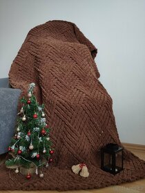 Pletená deka pro dospělé hnědá - 2