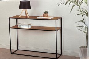Moderní designový regál, komoda, police, černá/dub - 2