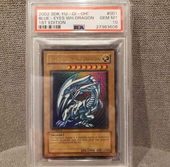 Karty PSA 10 Blue Eyes White Dragon 1. vydání SDK-001 Yu-Gi- - 2