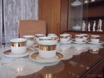 Sada 12 ks porcelánových zlacený hrníčků - na kávu nebo čaj - 2
