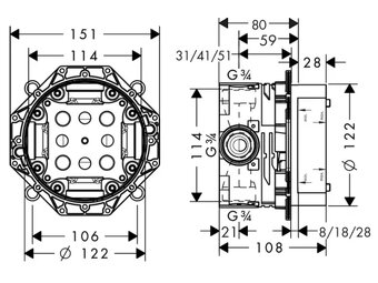 Hansgrohe IBOX 01800180 podomítkové těleso - 2