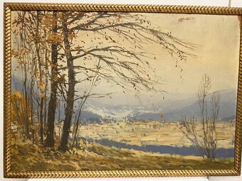 Obraz pohled do údolí - olejomalba autor: K. Oliva - 2