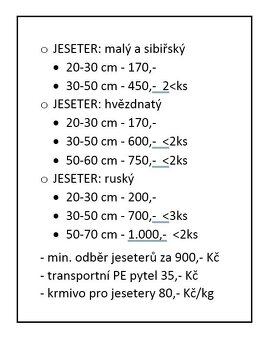 Prodám Jesetery - 2