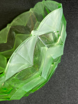 Starožitná Art Deco mísa 21 cm, uranové sklo, Rosice - 2