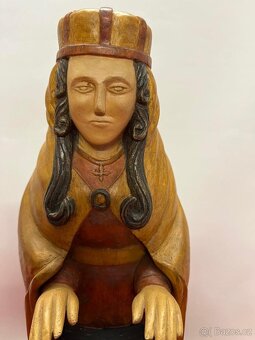 Stará, dřevěná, náboženská socha, Panna Marie - 2