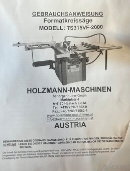 Formátovací pila Holzmann TS315VF2000 - 2