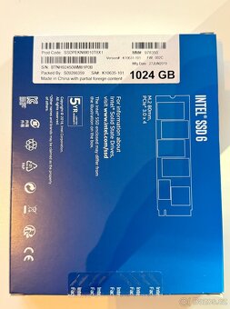 Prodám Intel - SSD 6 - 660p Series, 1024gb, PCle, M.2 80mm - 2