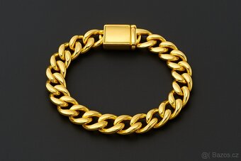Zlatý řetězový náramek – luxusní styl, nový, unisex - 2