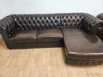 CHESTERFIELD ŠTÝL,ROHOVÁ KOŽENÁ V TOP STAVE,ZNÍŽENÁ CENA - 2