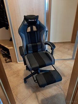 Herní křeslo, kancelářská židle ergon., otáčecí, podnožka - 2