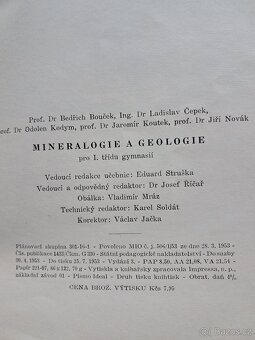 Mineralogie a geologie pro I.třídu gymn. - r.  1953 - 2