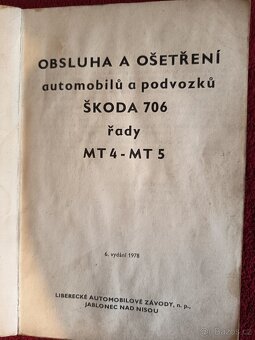 Prodám návod k obsluze na Škoda 706 - 2