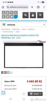 Optoma Nástěnné projekční plátno DS-9092PWC, 92", 16:9 - 2