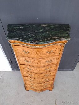 Starožitná šuplíková komoda s mramorem - 2