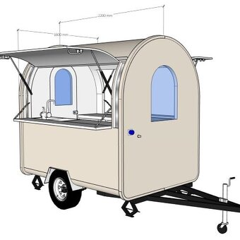 Food Truck Krémový 1,6 m široký s podvozkem - 2