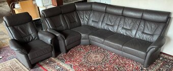 Rohová kožená sedačka s křeslem,5444 - 2