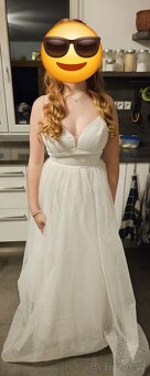 Bílé třpytivé šaty na ramínka - vel. M - 2