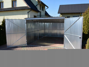 Plechová pozinkovaná garáž 3x5 m, pultová střecha - 2