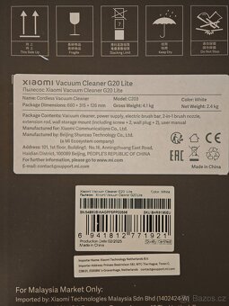 Tyčový xiaomi vaacum cleaner G20 lite, nerozbalený - 2
