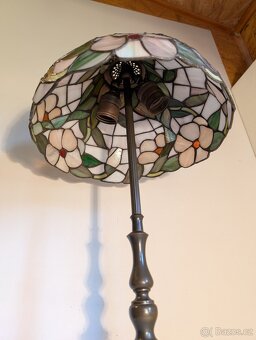 mosazná lampička, stará lampa, Tiffany stínidlo, TOP stav - 2