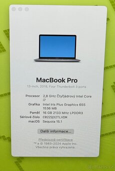 MacBook Pro 2019/16GB RAM/Intel i7/512GB SSD/Záruka - 2
