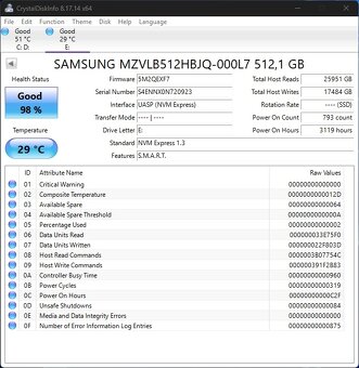 Samsung SSD NVME m.2 512GB PCI-E 3 - 2