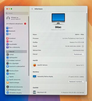 Mac 27” 5K 2017 CTO /16GB RAM/Intel i5/512GB SSD/ Záruka - 2