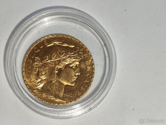 Zlatá mince francouzský 20 frank-kohout -Marianne - 2