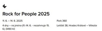 Vstupenka na Rock for people 2025 - 2