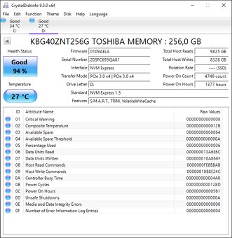 Kioxia (Toshiba) 2242 NVMe SSD 256 GB - 2