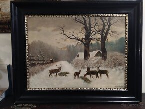 Obraz s rámem 97,5×77 cm. Olejomalba na platně Signováno - 2