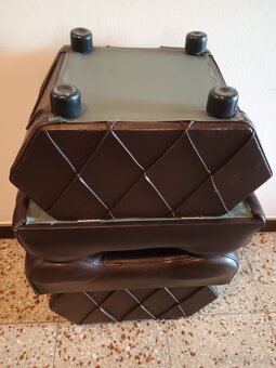 Vintage kožené podnožky (taburetky) s úložným prostorem - 2