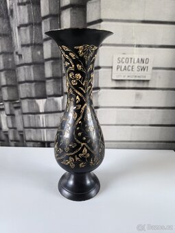 Starožitná mosazná váza - zdobená - 2