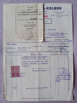 Historická faktura ČESKOMORAVSKÁ KOLBEN a.s. - 1927 - 2
