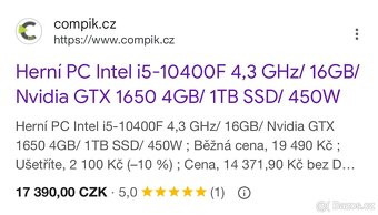 Herní PC i5-10400F • GTX 1650 • 1 TB NVMe • 16 GB • RGB ✅ - 2