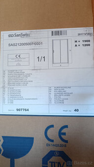 Sprchový kout SanSwiss 90x120x190 cm - nový - 2