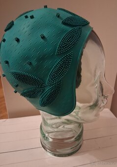 Retro zelená koupací čepice ze 70.let - 2