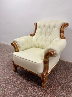 CHESTERFIELD SEDAČKA ŠTÝLOVA ,V KOMBIN.S DREVOM 3+2+1 - 2