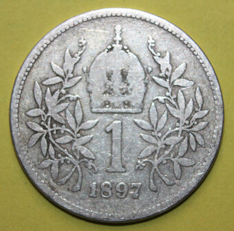 Mince 1 koruna 1897, lepší ročník, vzácnější - 2