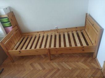 Dětská rostoucí postel, masiv borovice,  rošt + matrace - 2
