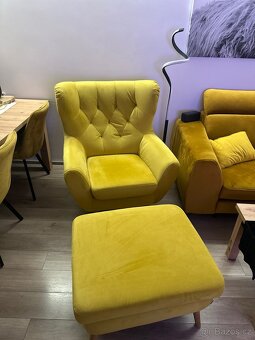 Křeslo s taburetem Voss Žluté - 2