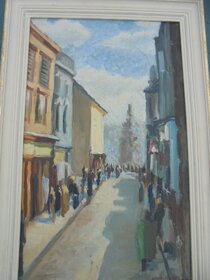 OBRAZ OLEJ NA KARTONU-HOLÝ-JINDŘICHŮV HRADEC-1954 - 2