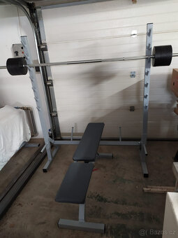 Polohovací lavice +stojan +osa 80kg závaží - 2