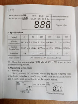 Momentový klíč 4 - 135 Nm nový - 2