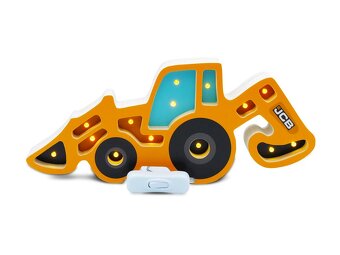 Dřevěná dětská LED lampa traktor-bagr JCB - 2