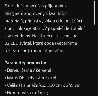 Nový slunečník s LED osvětlením - 2